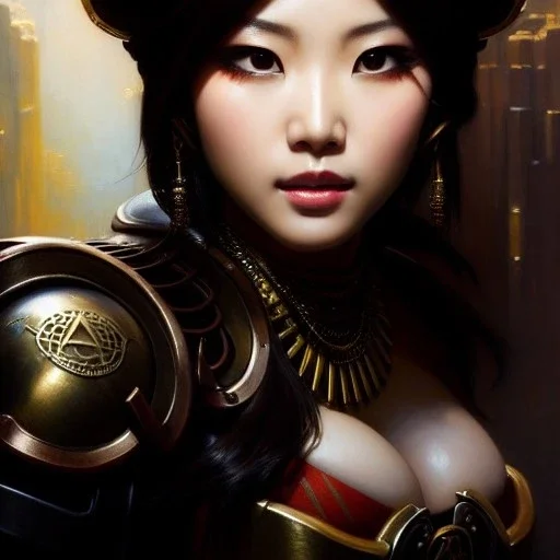 portrait beautiful face Mei, Overwatch,busty,ancient metal armor balanciaga fashion clothe painting by gaston bussiere, greg rutkowski, yoji shinkawa, yoshitaka amano, tsutomu nihei, donato giancola, tim hildebrandt, oil on canvas, cinematic composition, extreme detail,fit full head inside picture,16k