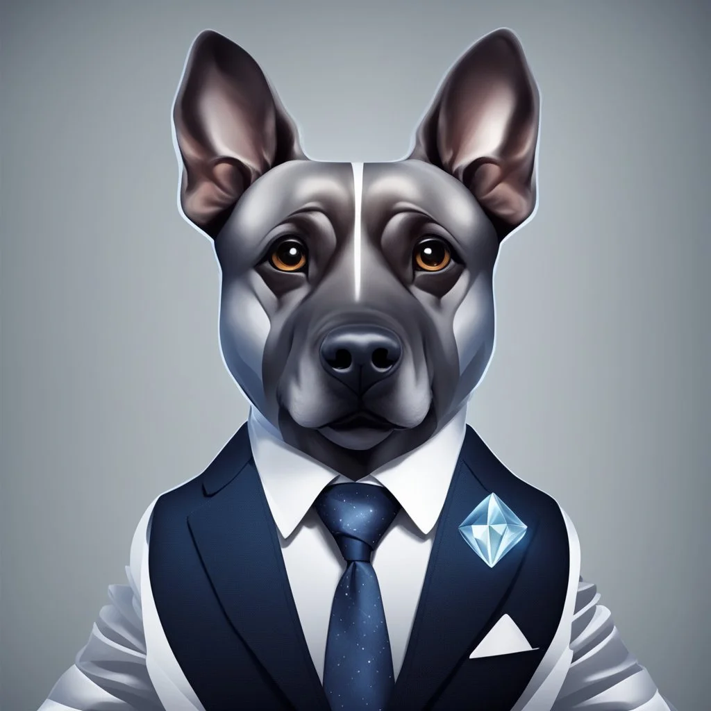 make one realistic business dog that is made of shapes and has a suit on looks a little like crystals lowest 2048 x 1152 pixels and highest 6 MB