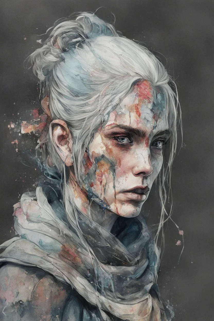 highly detailed, watercolor concept illustration of a Nordic rogue wander character , maximalist, sharp focus, highest resolution, in the styles of Agnes Cecile, and Alex Pardee, 8k, coarse, gritty textures