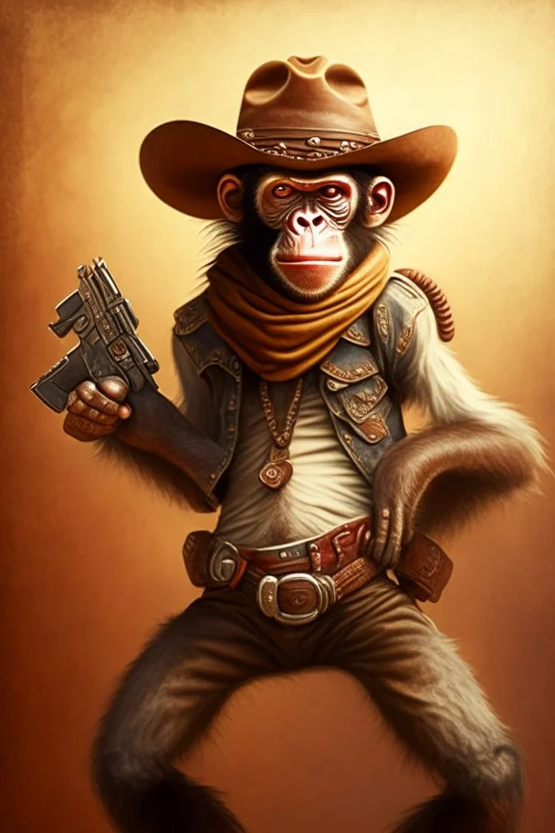 A monkey cowboy with 2 pistols