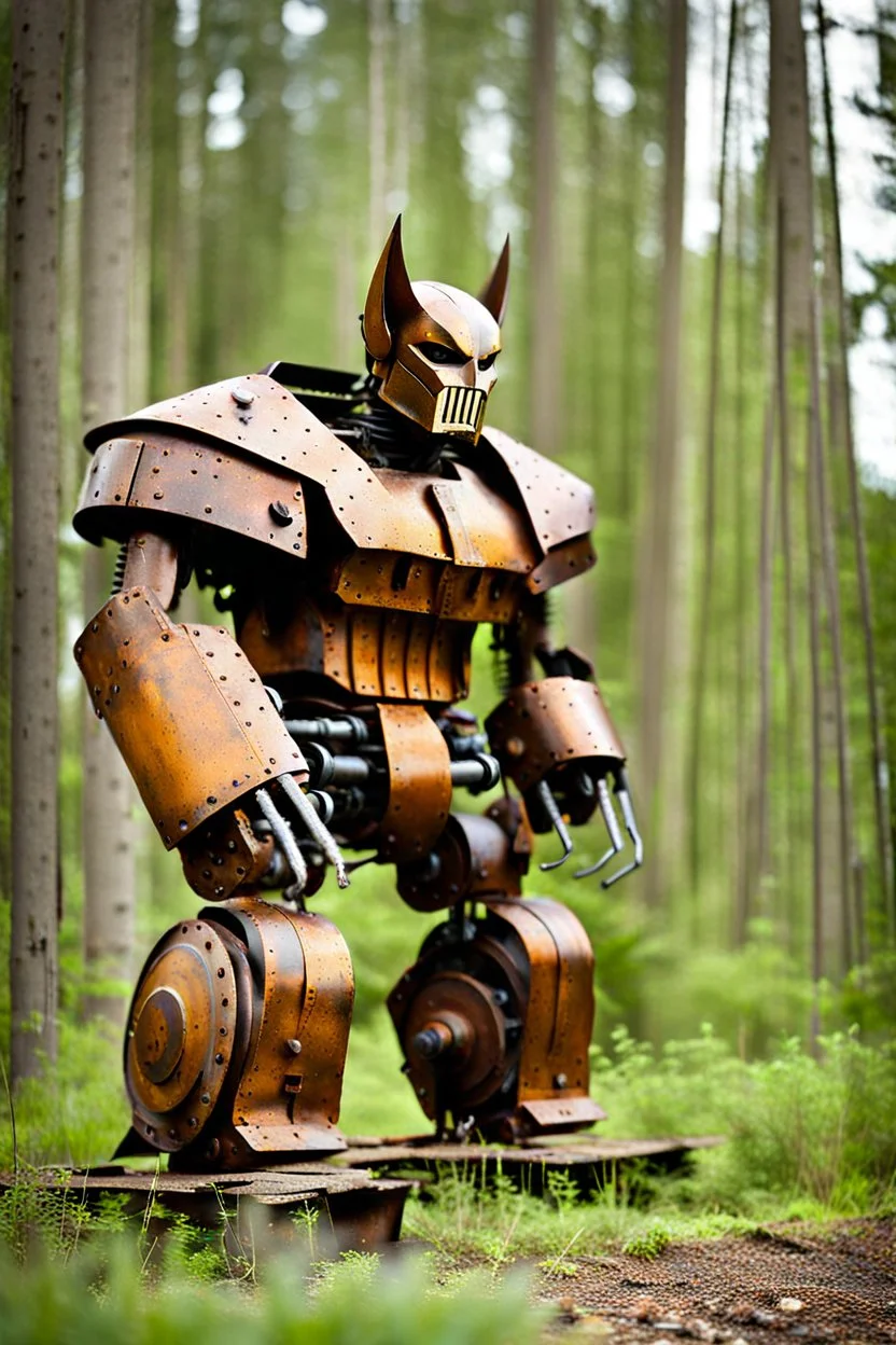 Rusted half-robot Wolverine, photograph