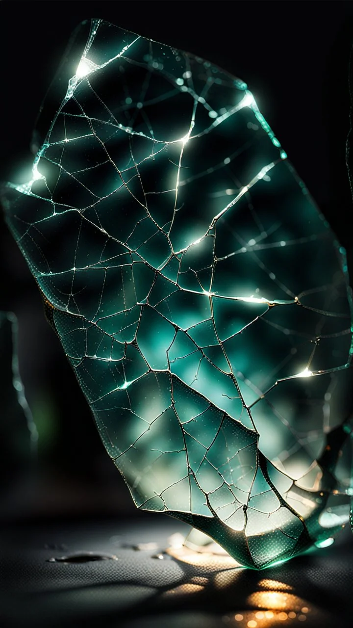 Cracked glass with a glow