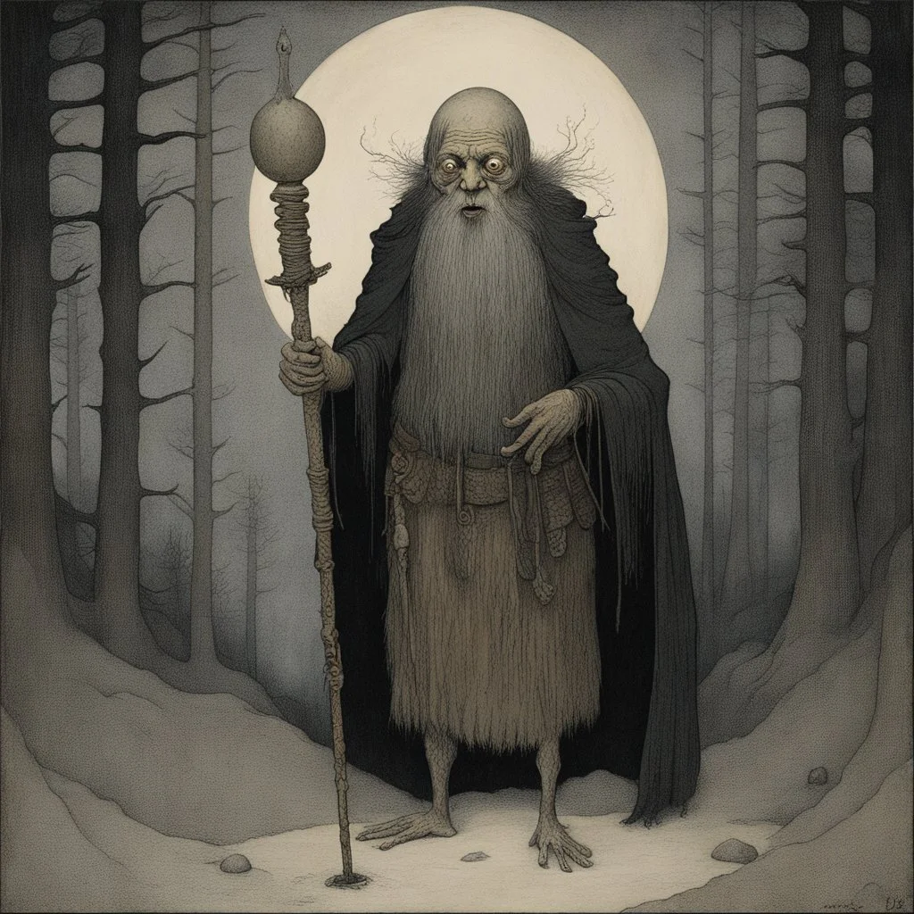 [art by john bauer] Baba Yaga with Czernobog's demonic mace