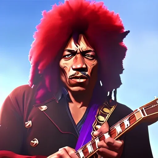 a realistic picture of Jimi Hendrix with dreadlocks