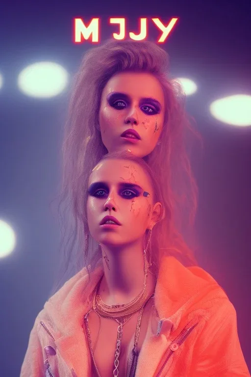 danish singer mø face, cyberpunk,orange tones, style free