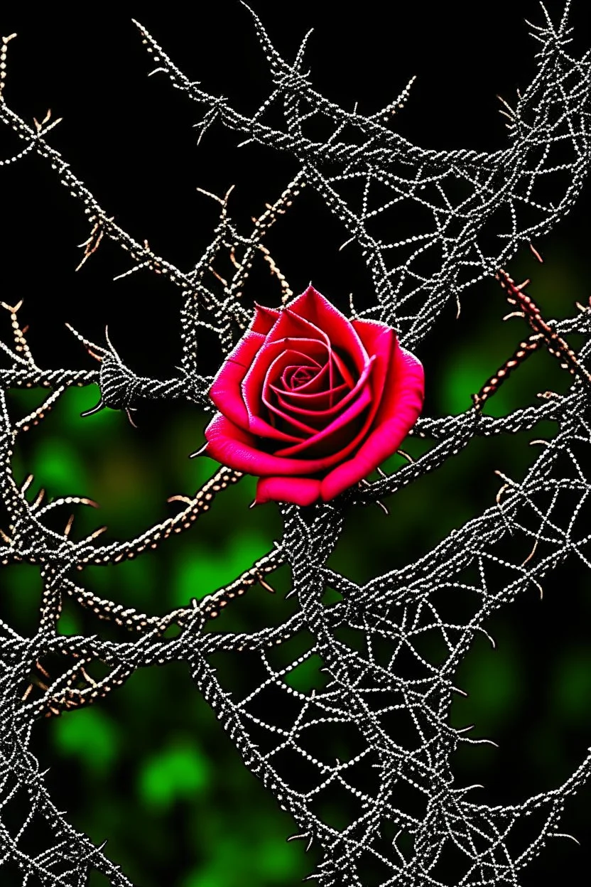 Rose-flower wrapped with barbed-wire