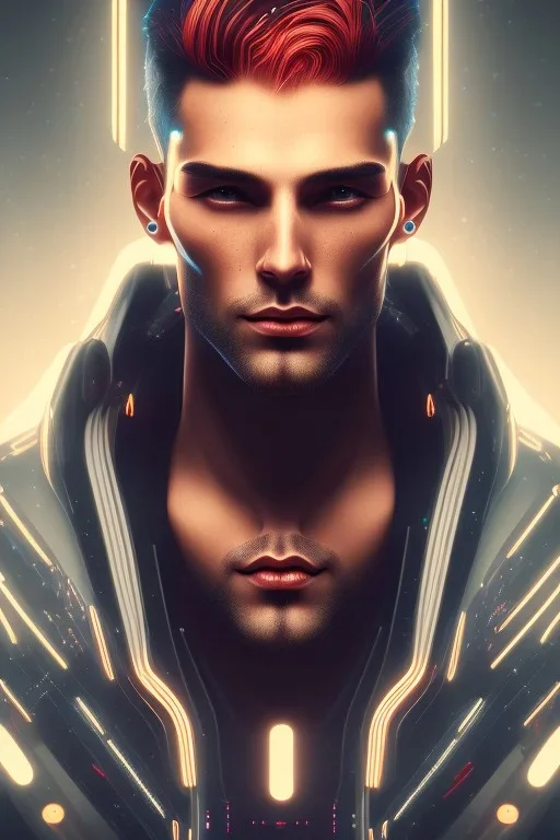 cyberpunk, head, men, portrai, tron