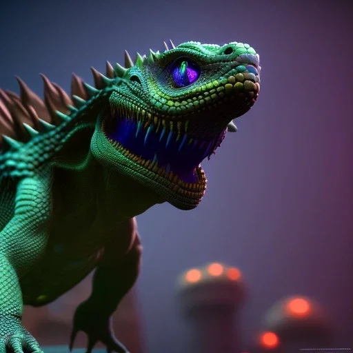 Reptile like creature with spikes, Ultraviolet,dimension, unreal engine 5, 8k resolution, attractive, realistic, ultra detailed