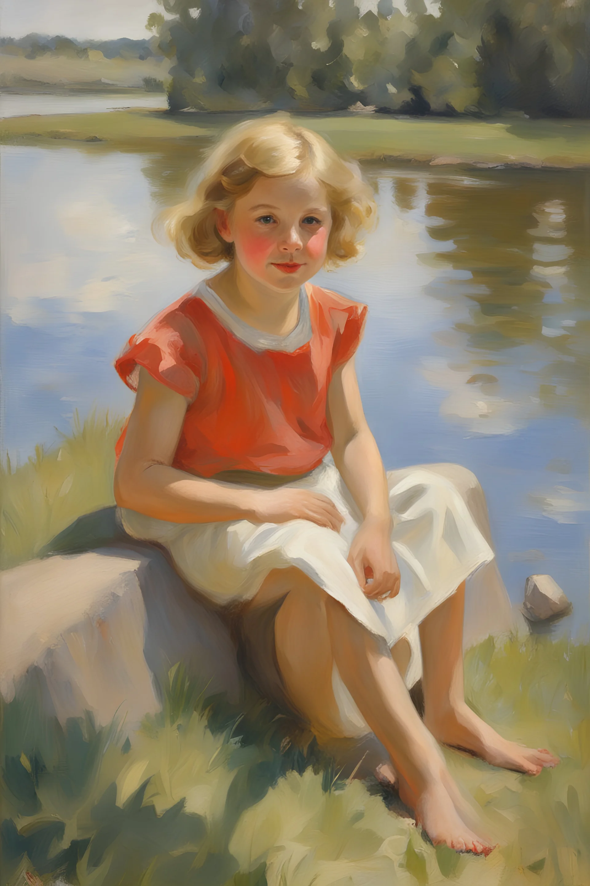 Oil painting, Anders Zorn, girl 11 years old