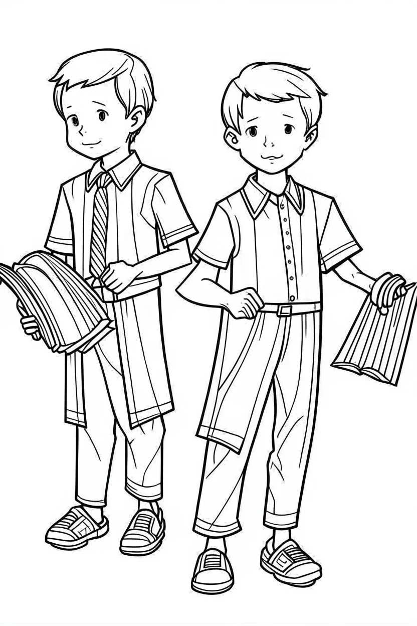 Outline art for coloring page OF 1945 CHURCH CLOTHES FOR BOYS, coloring page, white background, Sketch style, only use outline, clean line art, white background, no shadows, no shading, no color, clear