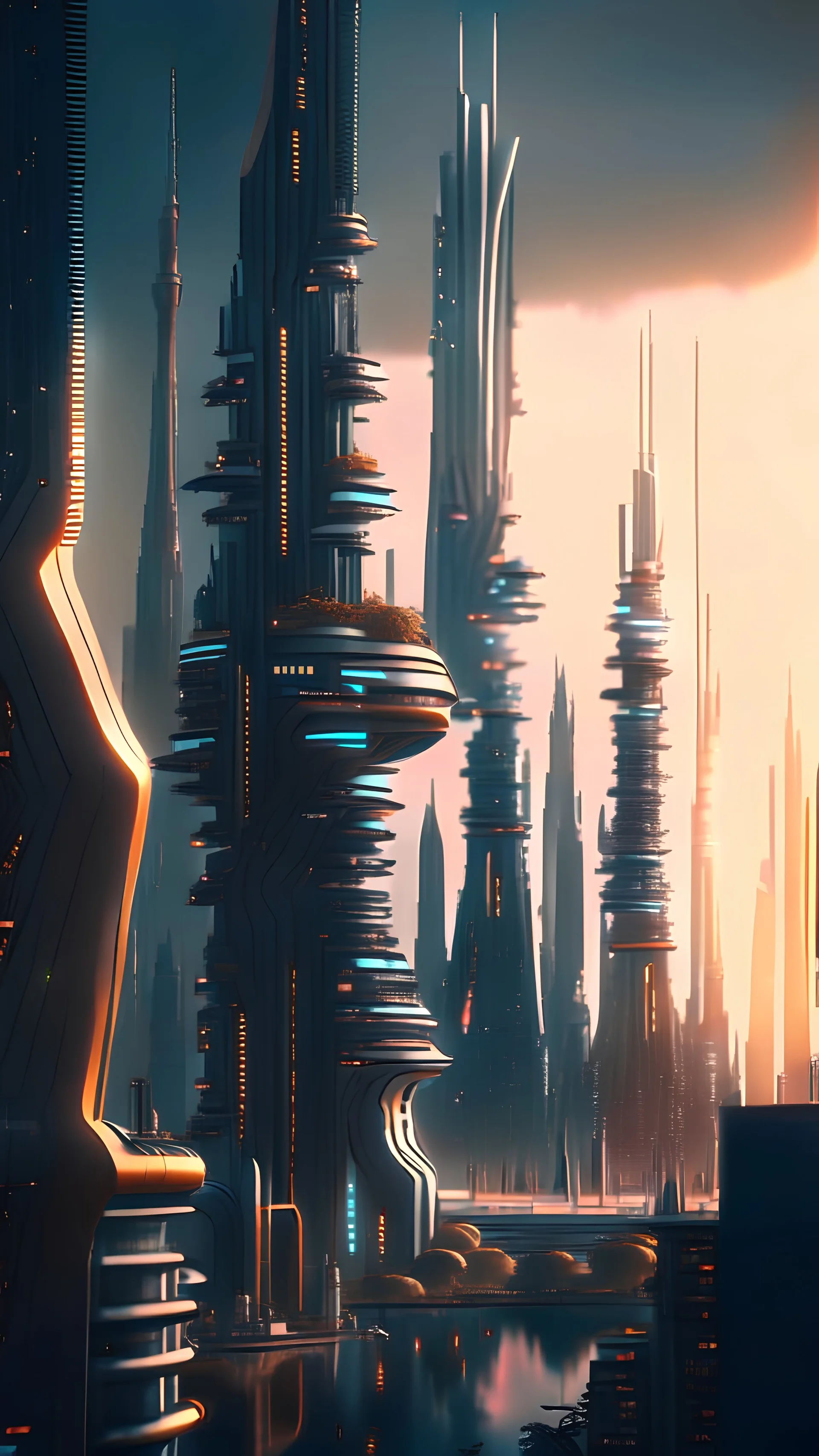 futuristic city skyline, arri, 8k, realistic