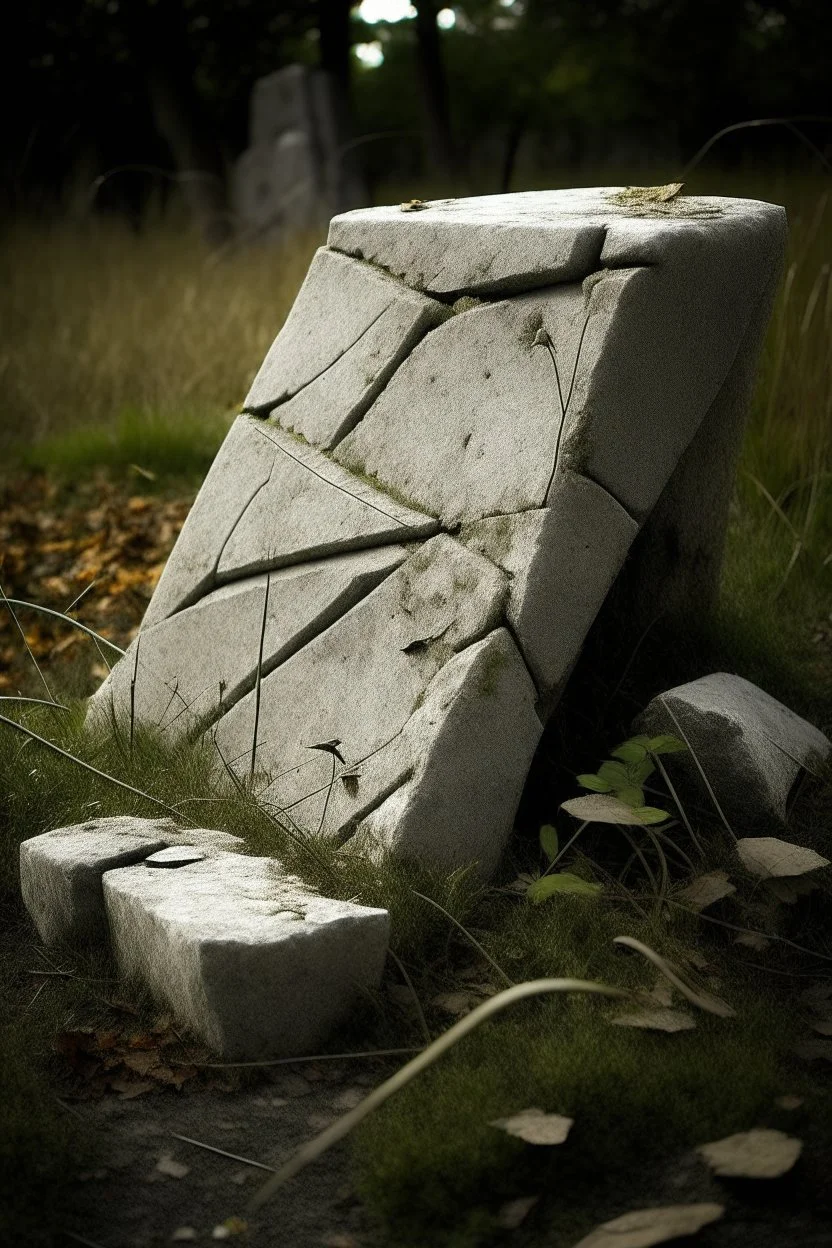 broken grave stone