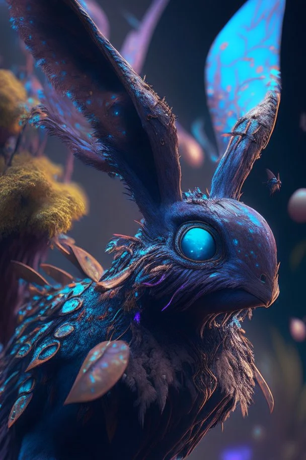 bunny bird alien,FHD, detailed matte painting, deep color, fantastical, intricate detail, splash screen, complementary colors, fantasy concept art, 32k resolution trending on Artstation Unreal Engine 5
