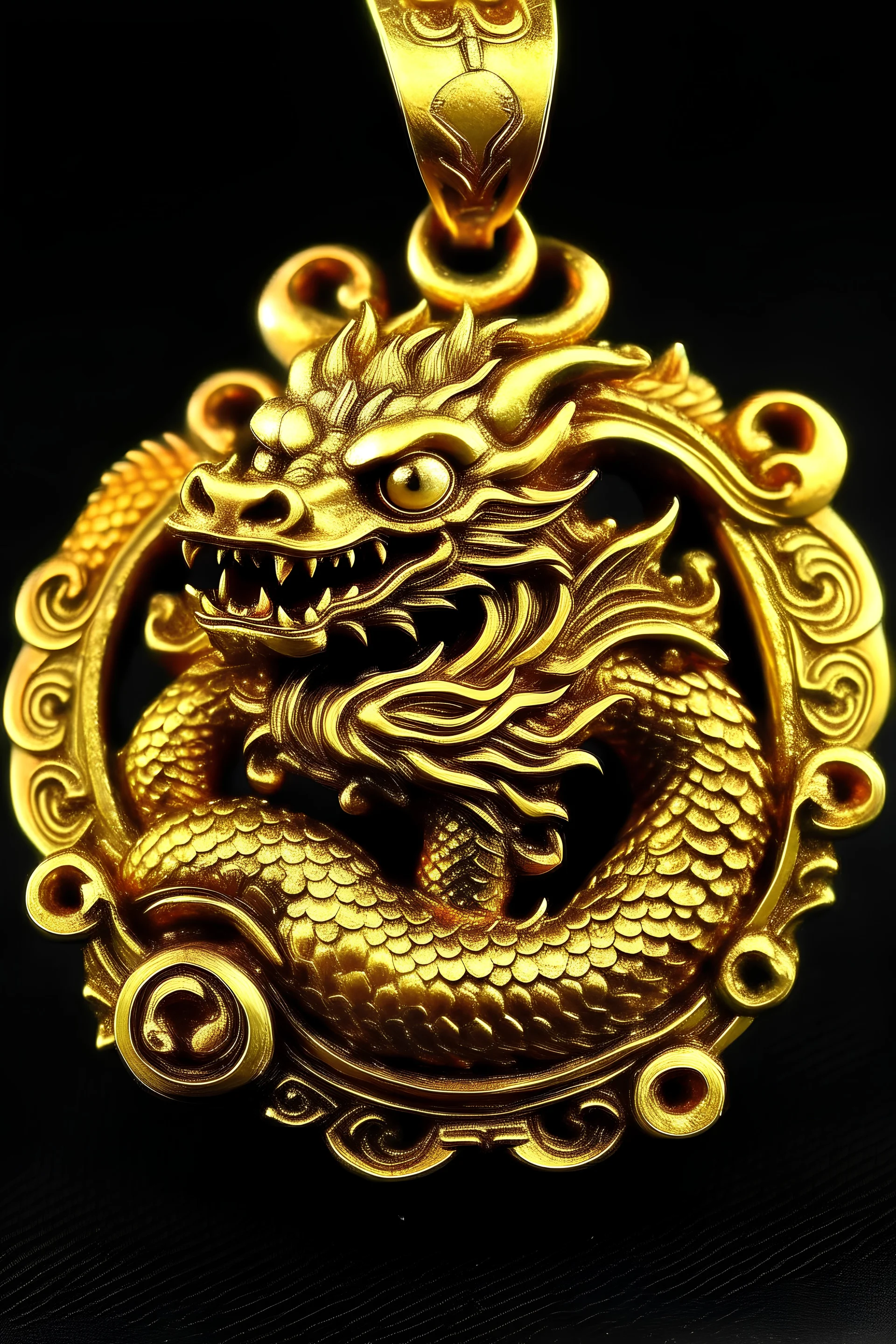 A Chinese gold old dragon pendant