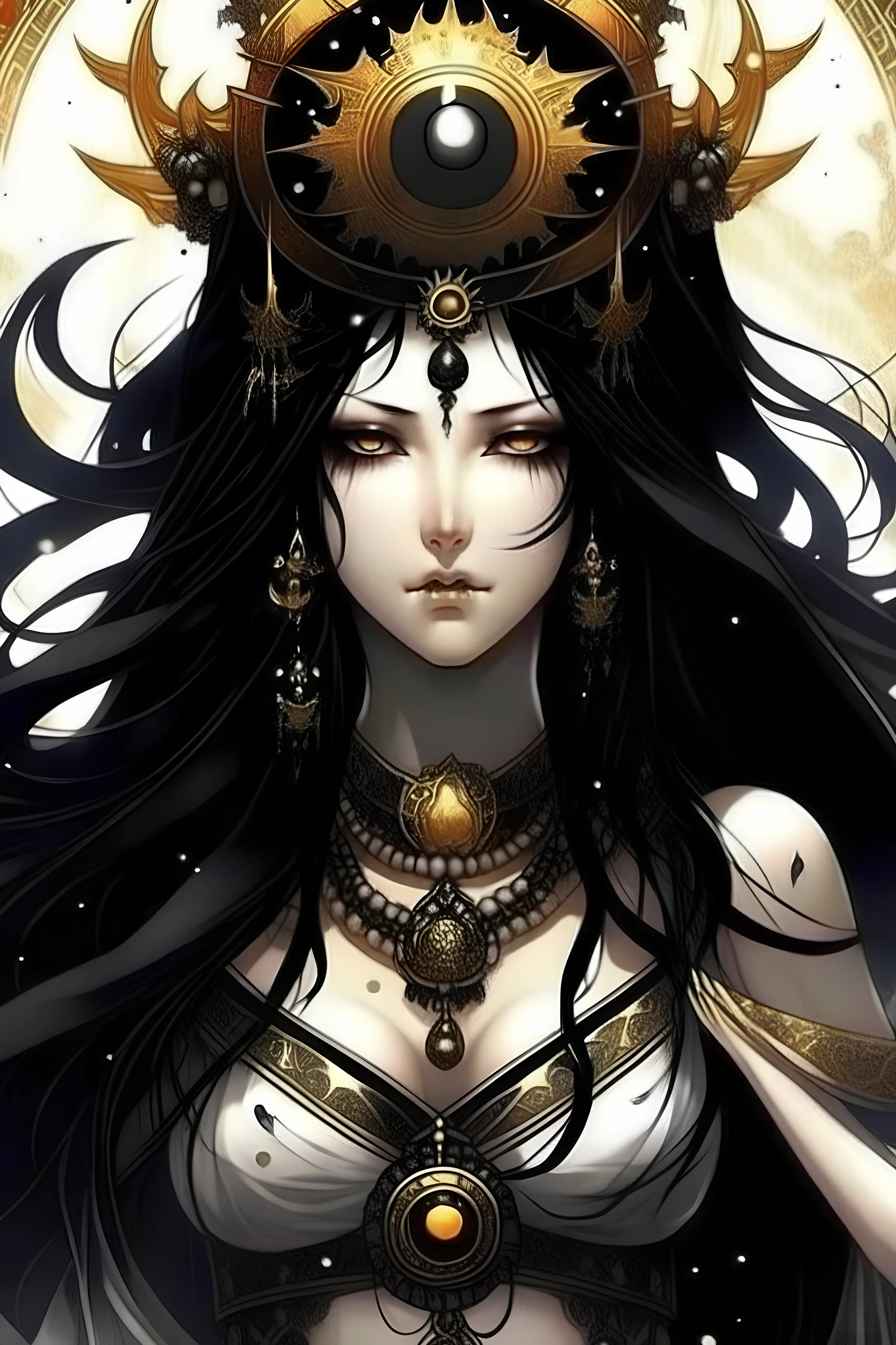 Goddess of destruction and resurrection, goddess of the afterlife, black hair not white