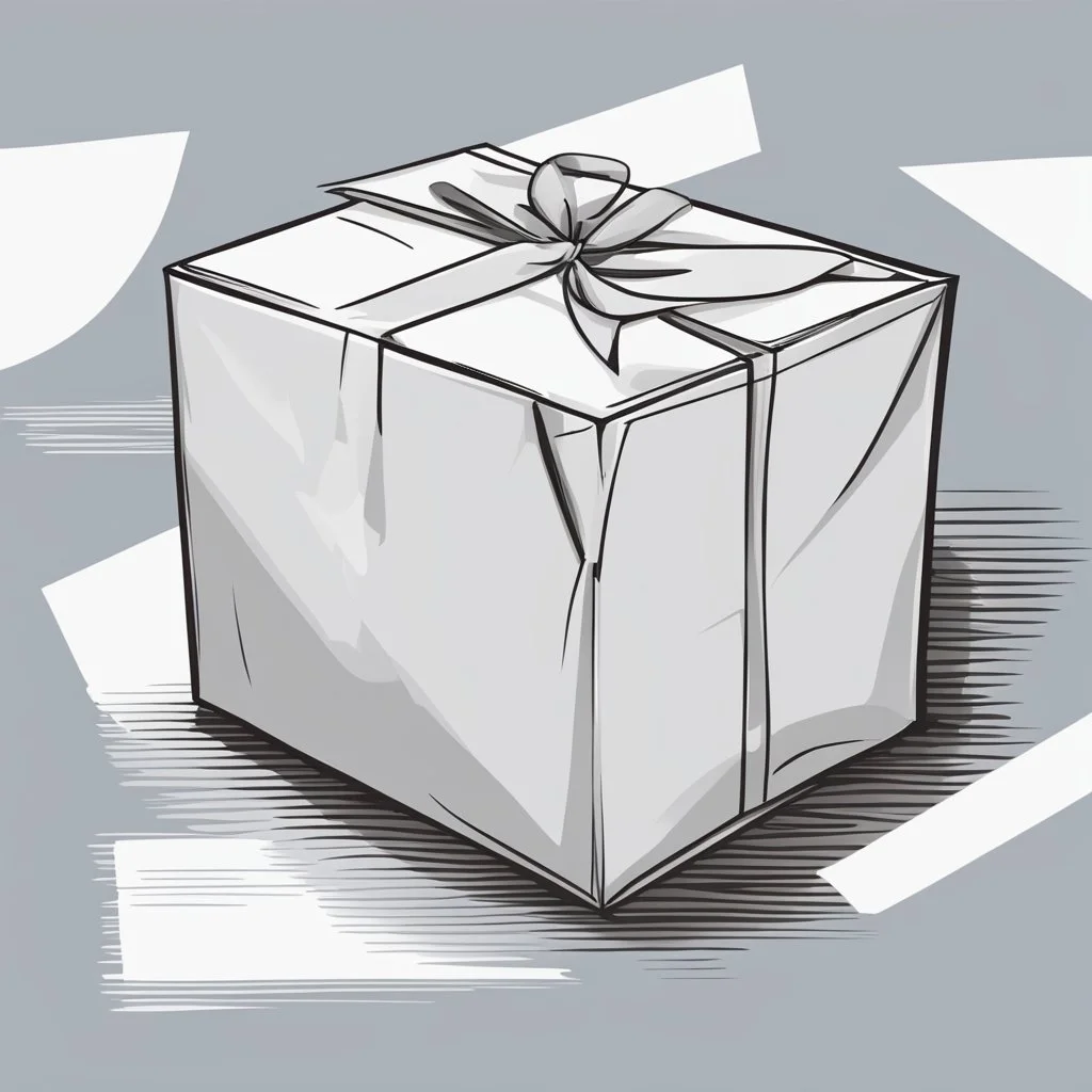 illustration of a carton moving box with an envelope in it against a white background. Full frame