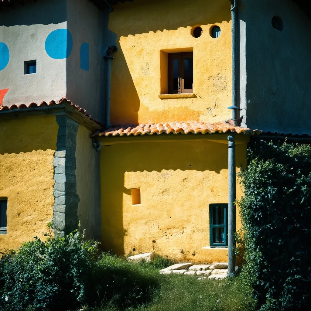 An odd village with absurd shapes, hasselblad h6d400c --ar 85:128 --v 6.0, Joan Miró