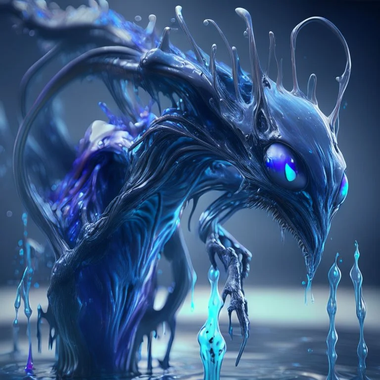 fluid ink alien creature, unreal engine 5, 8k resolution, photorealistic, ultra detailed