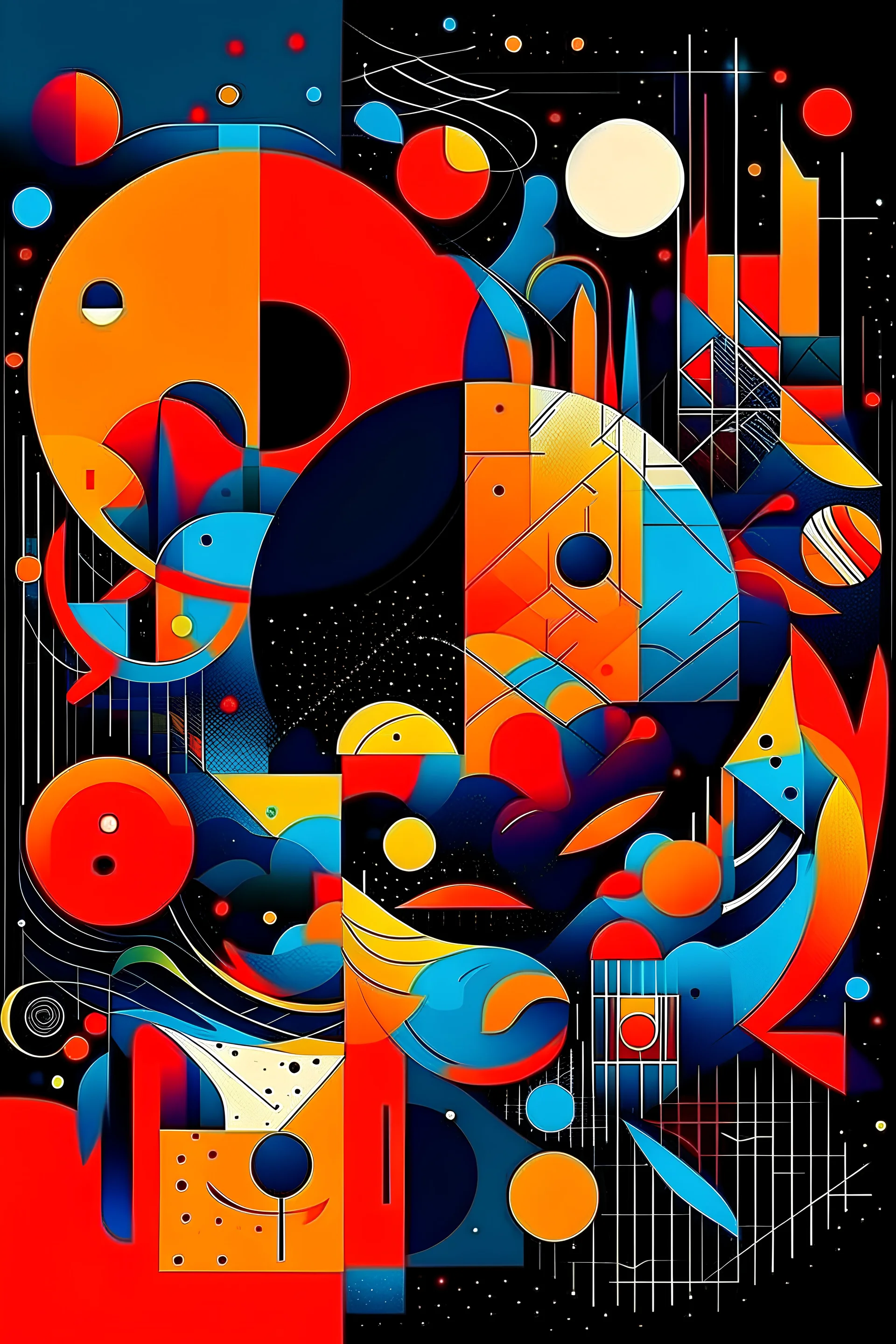 crea una imagen Halloween style futuristica año 3000 con colores brillantes segun kandinsky