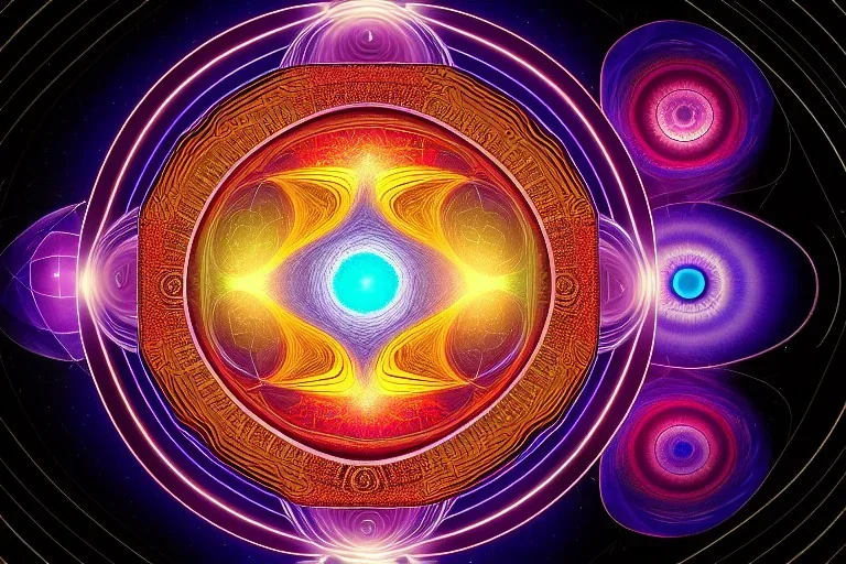 meditation, third eye, universe, fourth dimension, fractal, realistic, 8k, high quality, extreme detail, symmetrical, chakra, human