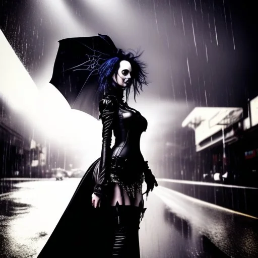 Come feed the rain 'Cause I'm thirsty for your love Dancing underneath the skies of lust; great depth and scale,extrem tim burton style, gothic,punk,adult black leather costume, great depth and scale,sharp focus,dynamic lights,high details,cinematic lighting,god rays,high definition,masterpiece,eccentric,elegant,stylish,dark,gorgeous,art by Savvas Apterus. Poets of the Fall - Carnival of Rust (Official Video).Directed by Stobe Harju