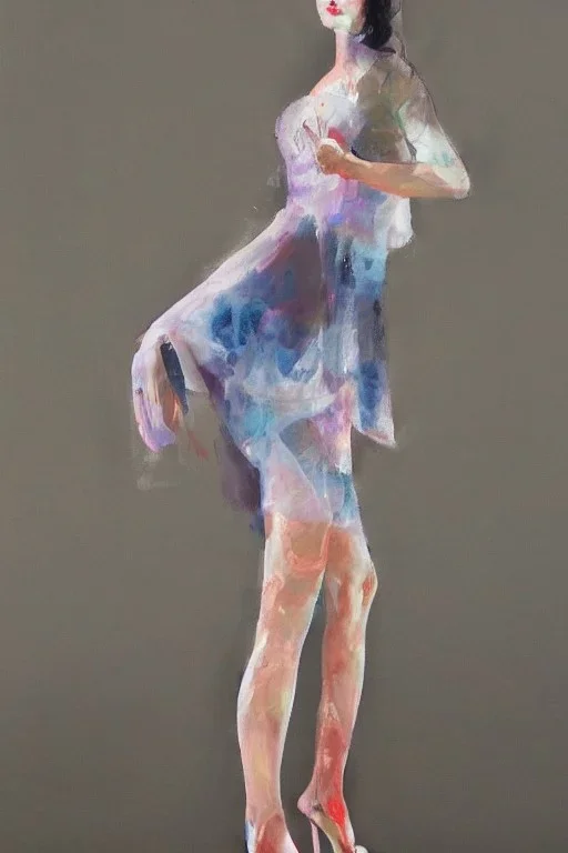 Full body portrait, painting, medium shot lady volumetric mist