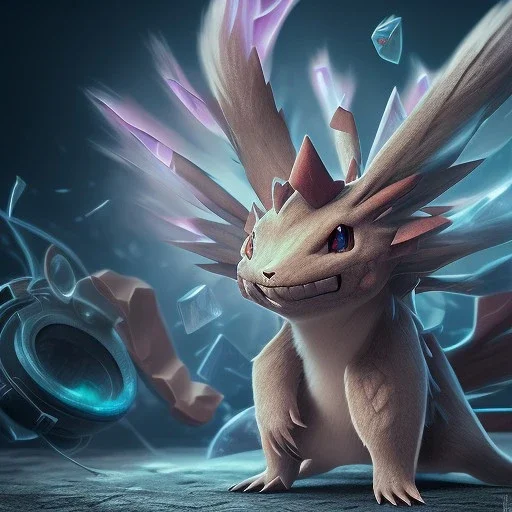 Mystery pokemon,Ambiance dramatique, hyperrealisme, 8k, high quality, lot of details, fit within portrait