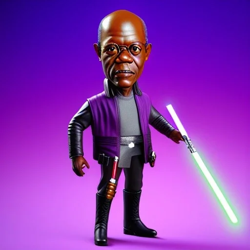 Samuel jackson purple jedi bobblehead with lightsaber and boots