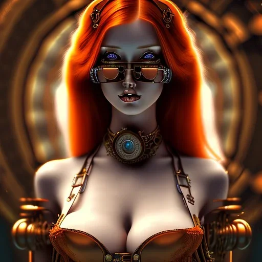 beautiful steampunk women with ginger hair, 8k resolution