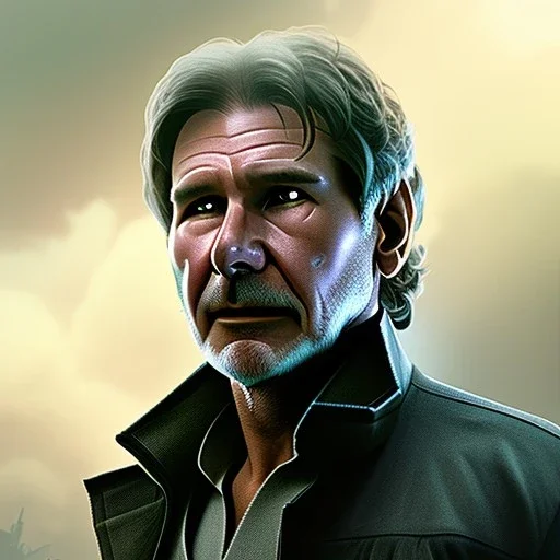 transparent portrait of harrison ford as han solo, cinematic lighting, photorealistic, volumetric light and shadow, hyper HD, octane render, unreal engine, insanely detailed and intricate, hypermaximalist, hyper-realistic,