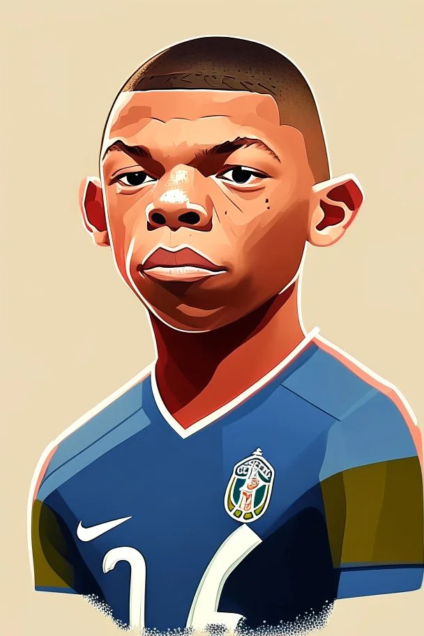 Kylian Mbappe French soccer player cartoon 2d