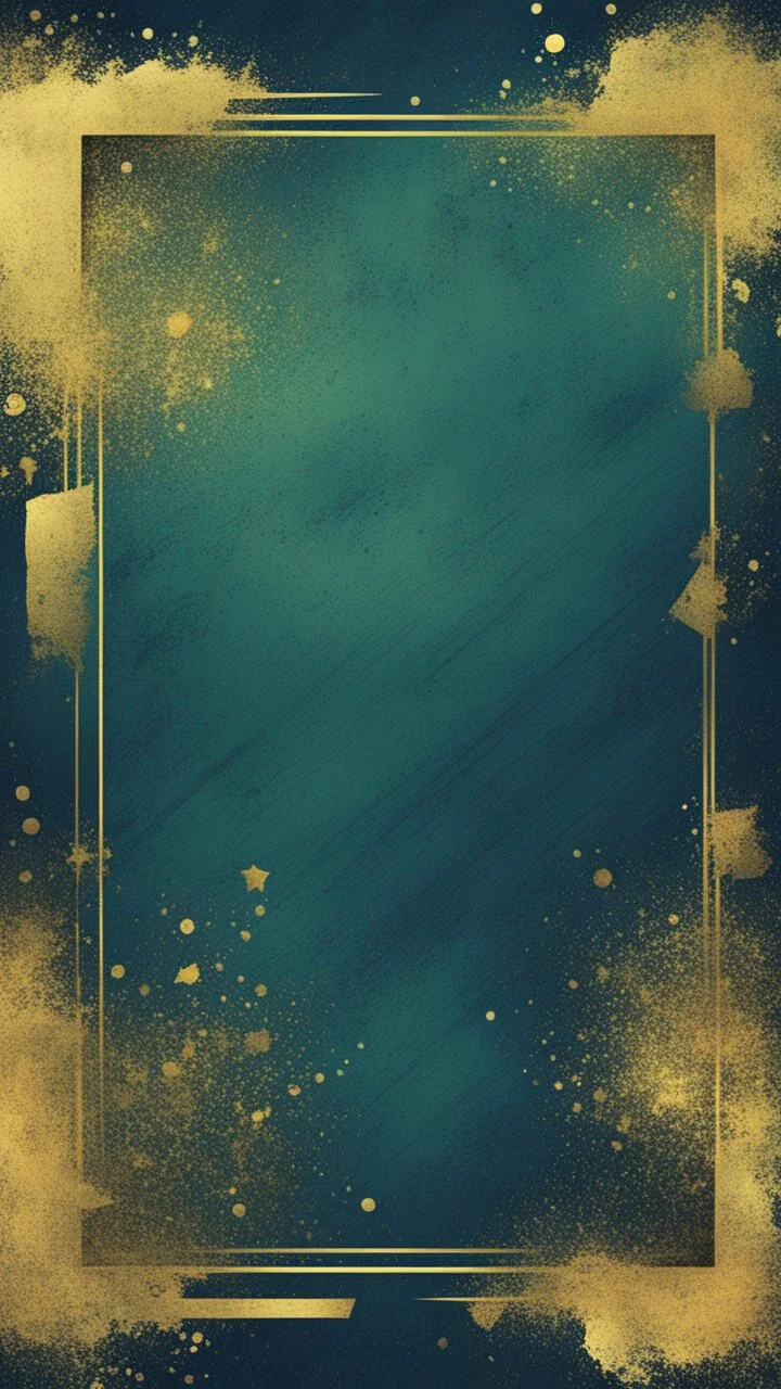 Hyper Realistic Green, Navy-Blue & Golden Abstract Retro Grunge-Frame-Texture