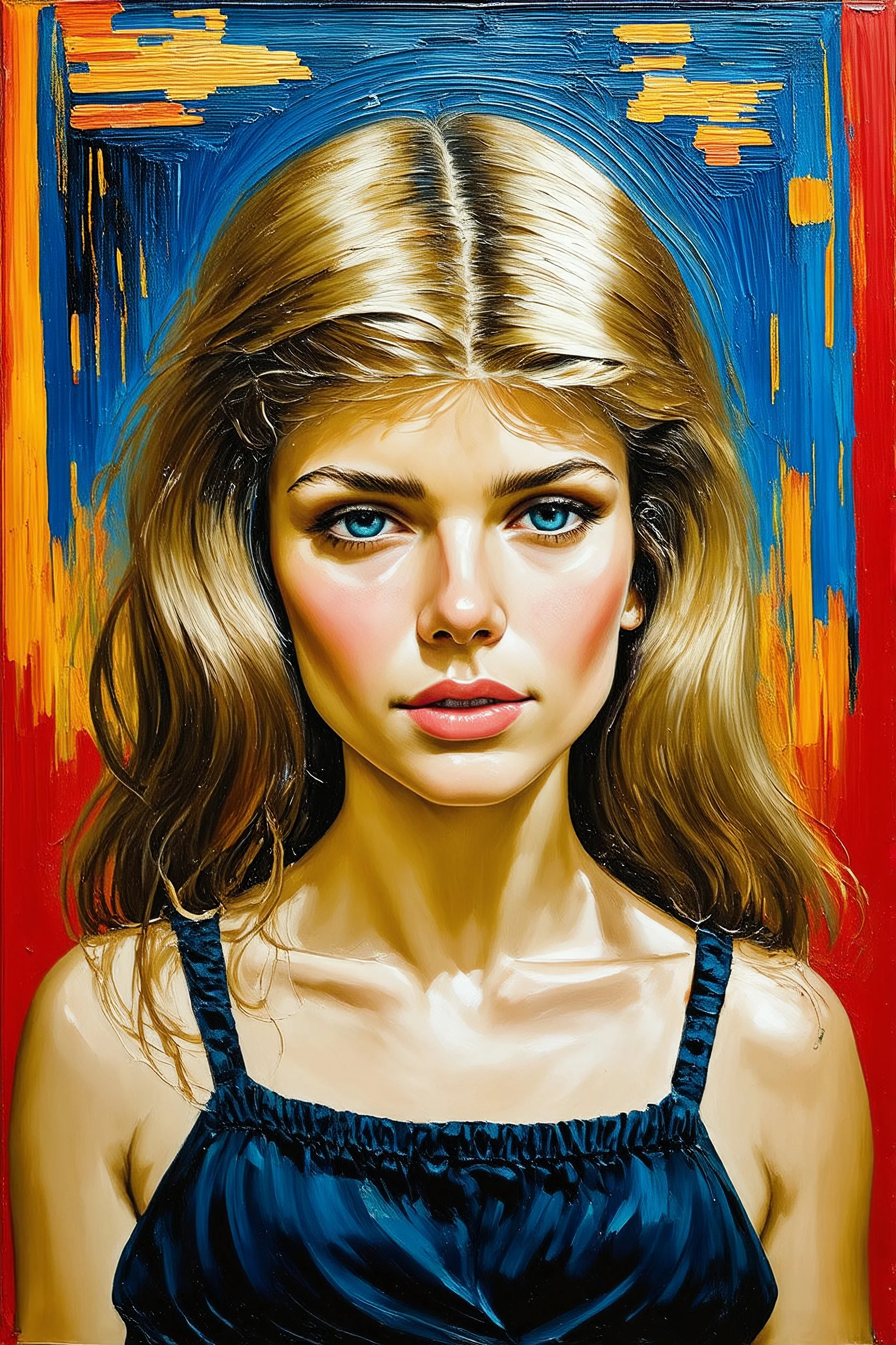 Young brigitte bardot; painting in the style of Edvard Munch