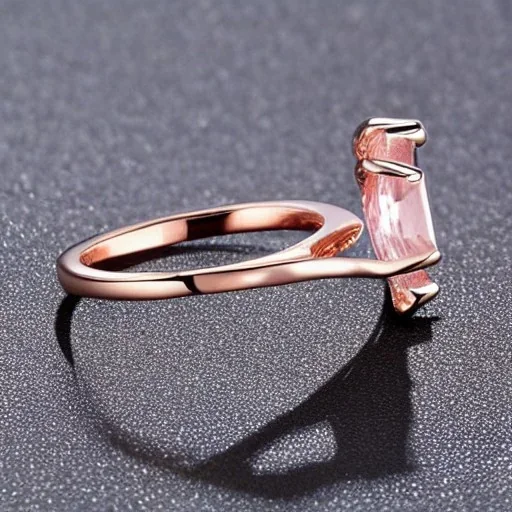 delicate thin ring with tiny diamonds and morganite, rose gold, thin ring