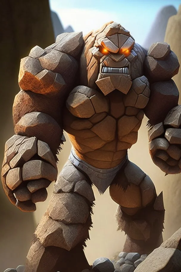 a realistic rock golem