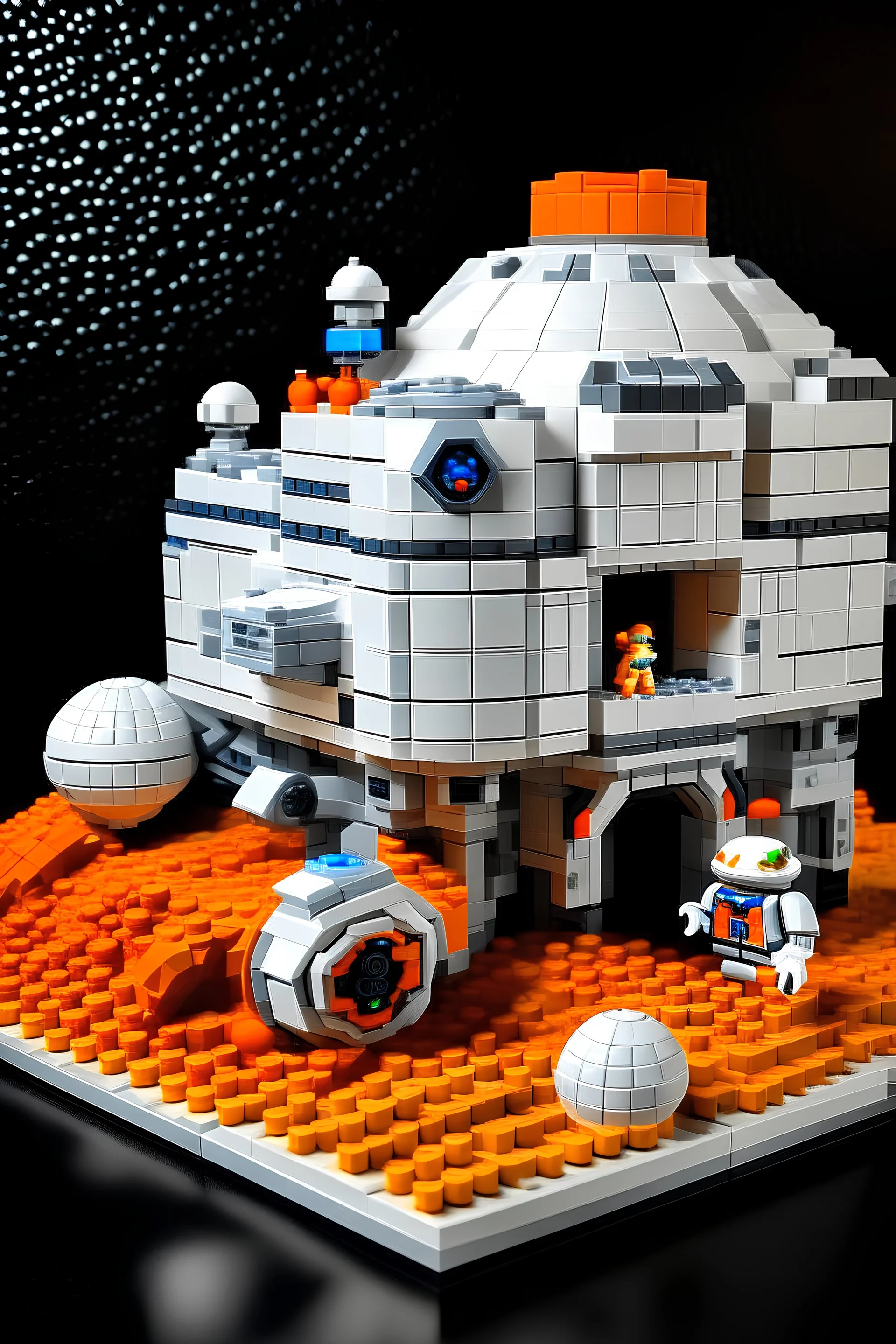 lego white and orange space mining outpost