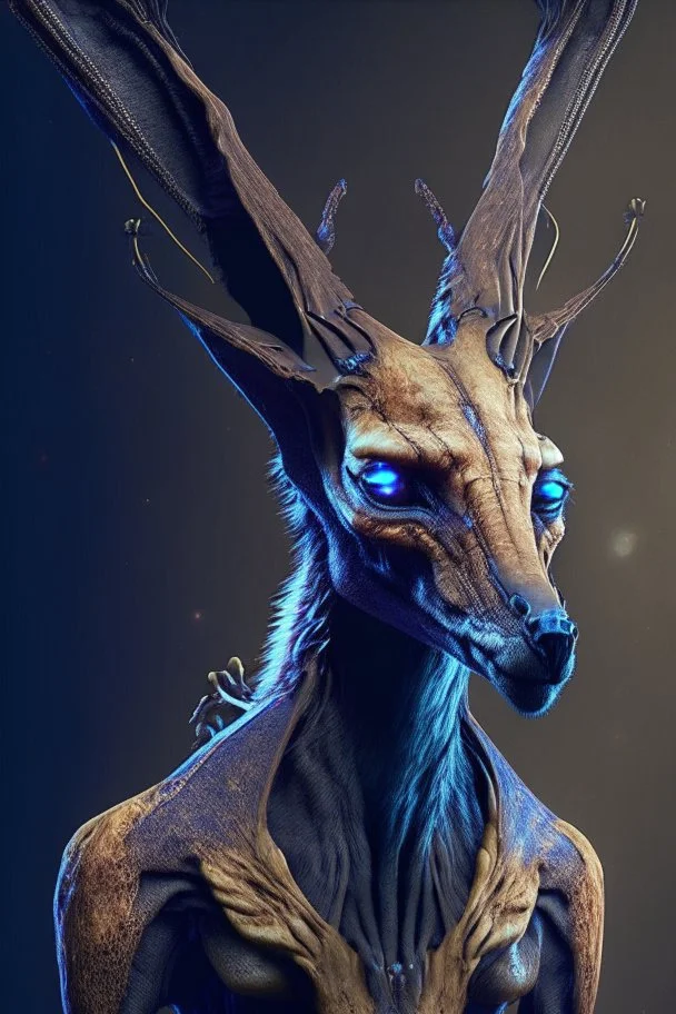 Vampire kangaroo deer humanoid fused ,realistic, intriacte detail, sci-fi fantasy style, volumetric lighting, particales,highly detailed,cinamatic, deep colours