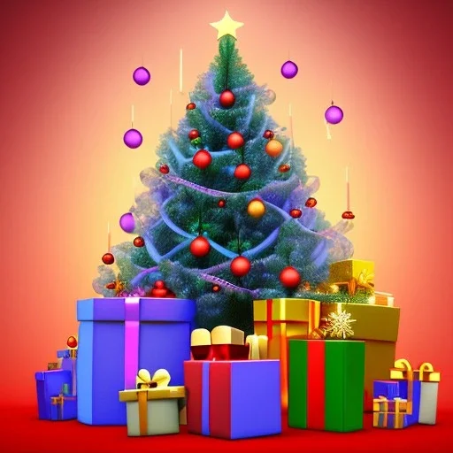 cute 3d cartoon christmas tree with Biswap & BSC News branding elements in the outline