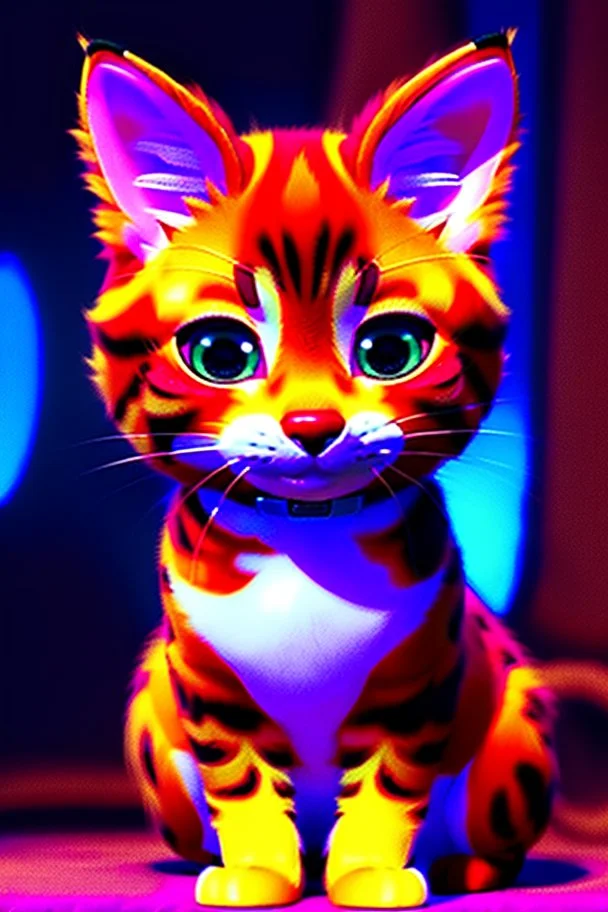 furry orange kitten, Pixar style