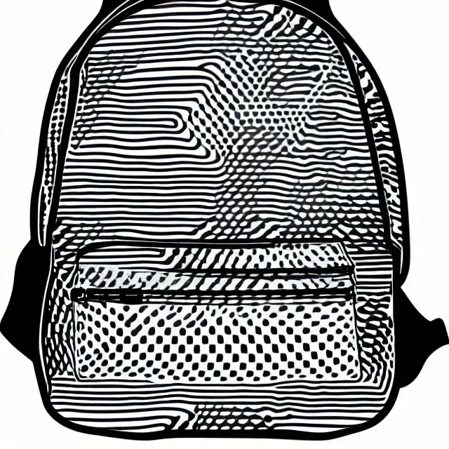 ein rucksack im schwarz weiss vector stil