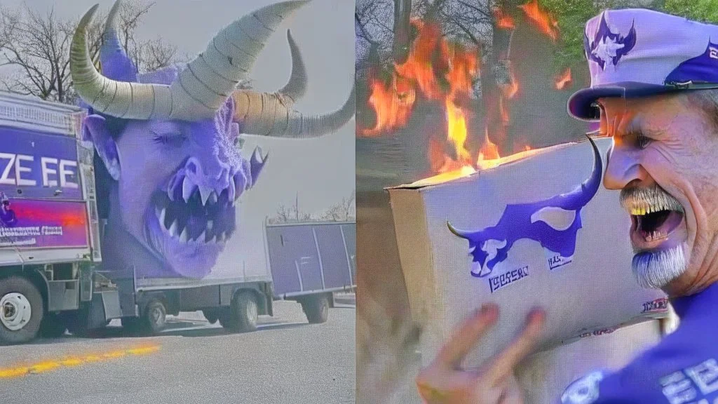 fedex driver with devil horns burns old photos in giant fire