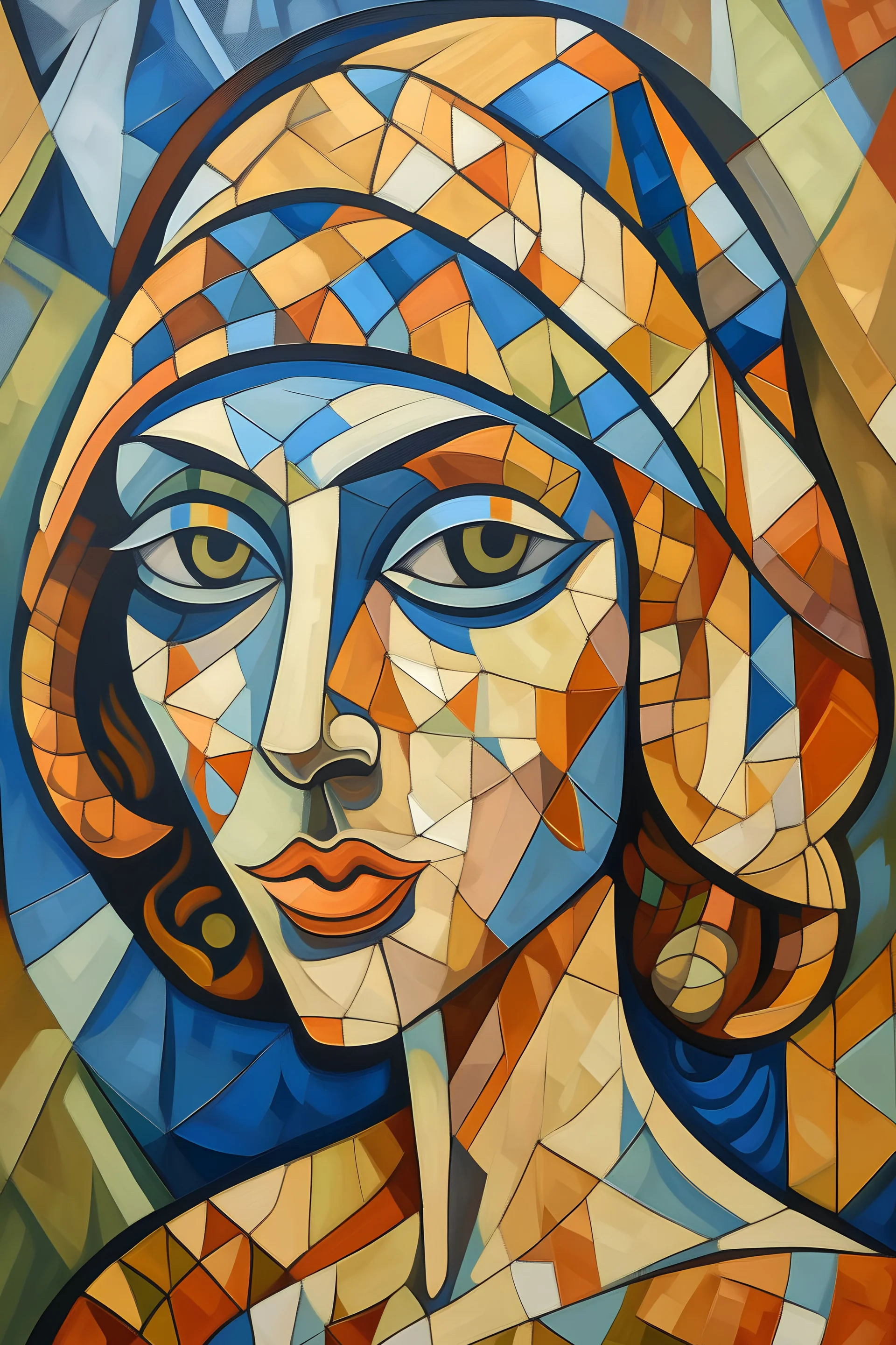 woman crochet painting cubism