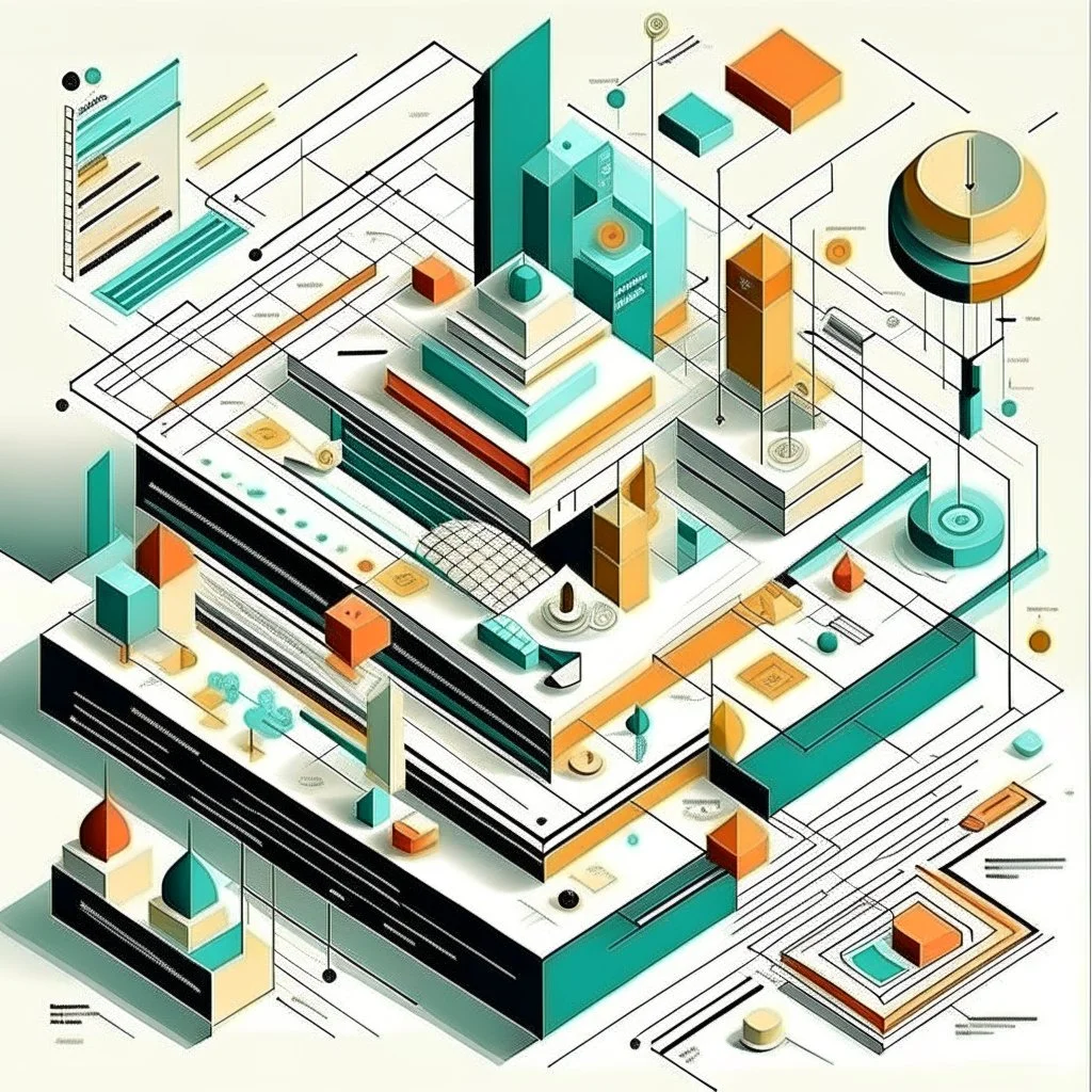 Beautiful award winning 1950s simple flat 3D art editorial infographics of a Possible task designing,What if dismiss the formula and framework,perfect focus, neutral white background, epic angle, epic composition, hyper maximalist