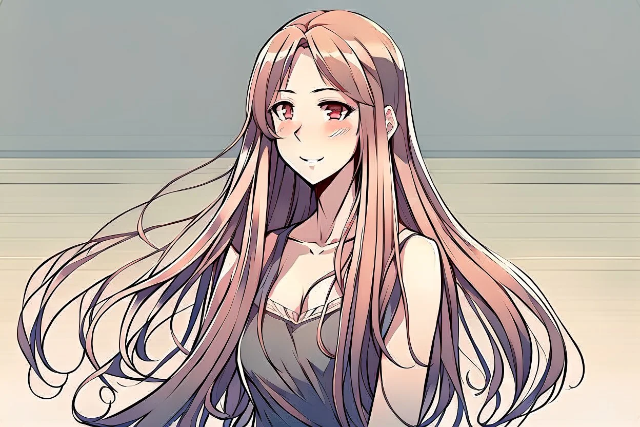 Young woman with long hair anime