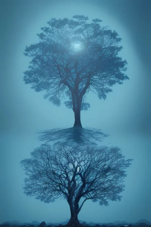 Vector tree set illustration a beautiful digital painting of a marble tree entertwined in tumutluous intricate blue sky at sunset, elegant, highly detailed, artstation, concept art, matte, sharp focus, art by tom bagshaw, kelogsloops and greg rutkowski