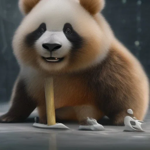 pixar art style of cute fat baby panda in natural environment, monotone color, full body, by mobeius, au naturel, hyper detailed, digital art, trending in artstation, cinematic lighting, studio quality, smooth render, unreal engine 5 rendered, octane rendered, art style by klimt and nixeu and ian sprigger and wlop and krenz cushart