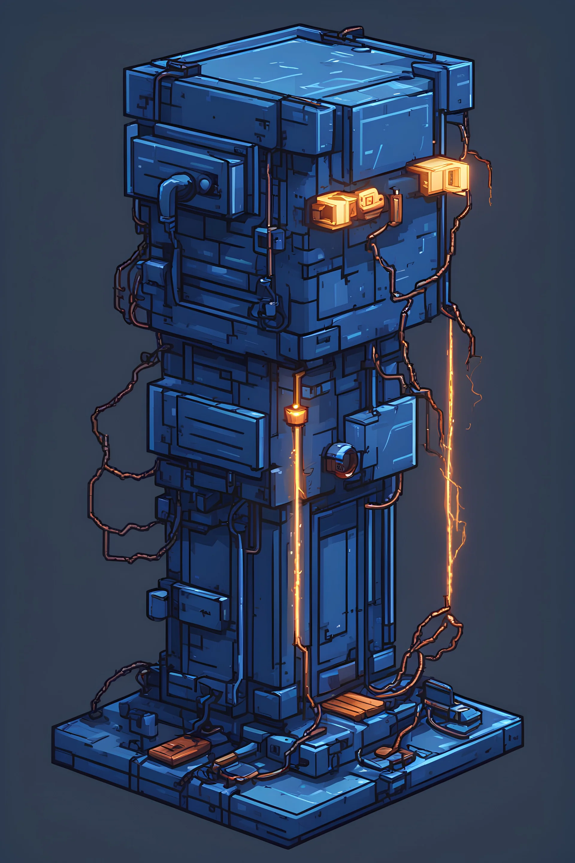 electricity trap, blue, 2D, pixel art, game asset