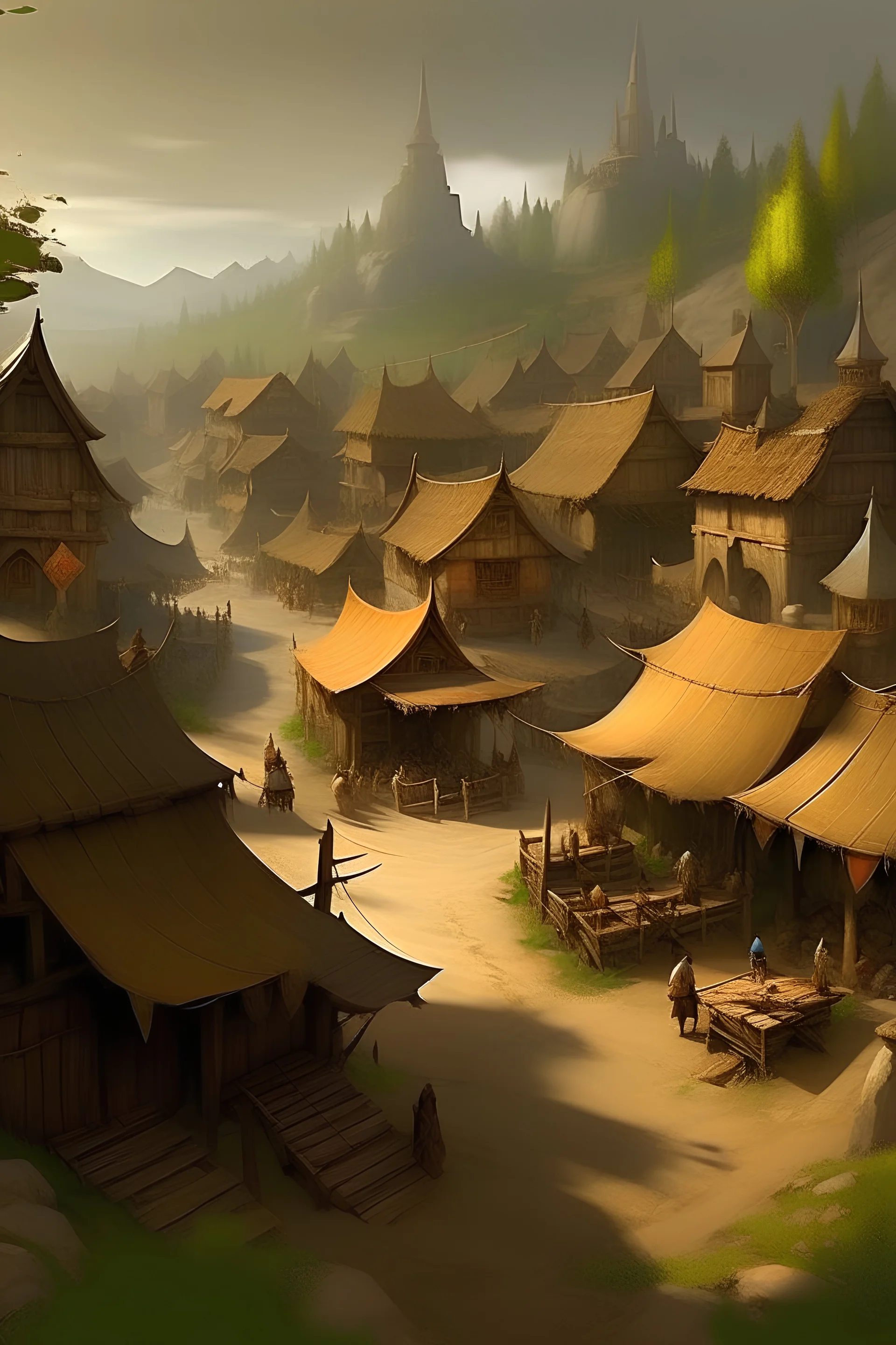 Ashber Town is a little town in the Kingdom of Sapin, more like a glorified outpost. It had no real roads or buildings, with only dirt trails, which featured tents on both sides with various merchants and salesman selling all sorts of things. The Town is situated far North, close to the Grand Mountains and is the hometown