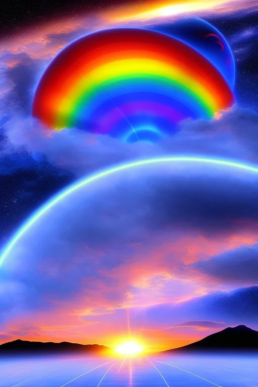 intergalactic very beautiful ufo rainbow futurist