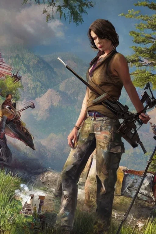 Full body portrait, painting, medium shot lady style of farcry